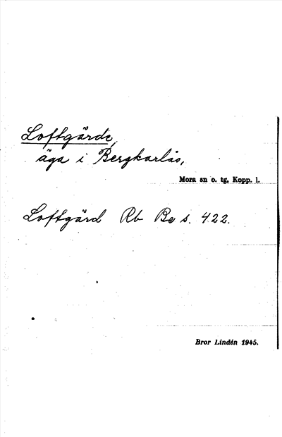 Bild på arkivkortet för arkivposten Loftgärde