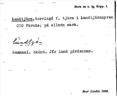 Bild på arkivkortet för arkivposten Lundtjärn