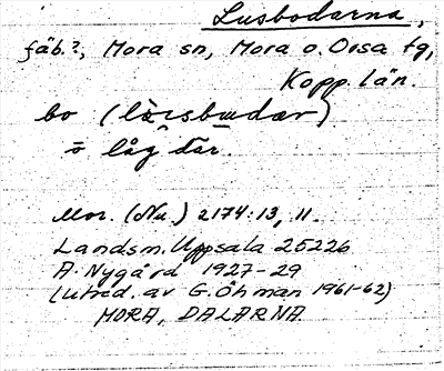 Bild på arkivkortet för arkivposten Lusbodarna