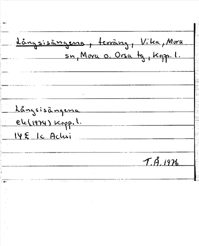 Bild på arkivkortet för arkivposten Långsisängen