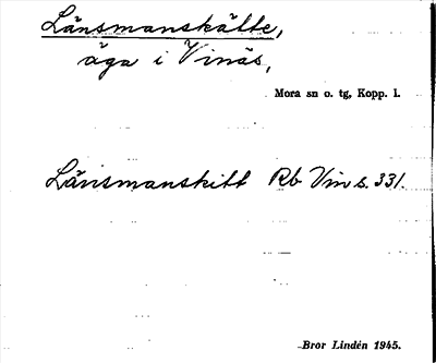 Bild på arkivkortet för arkivposten Länsmanskätte