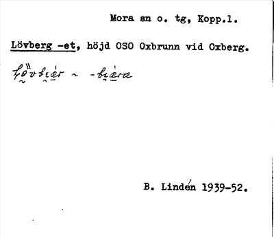 Bild på arkivkortet för arkivposten Lövberg -et