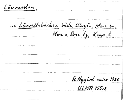 Bild på arkivkortet för arkivposten Lövvasslen, se Lövvallsbäcken
