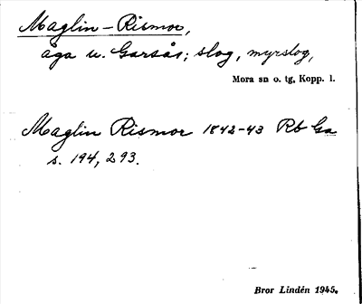 Bild på arkivkortet för arkivposten Maglin-Rismor
