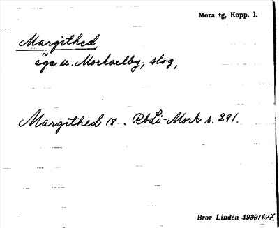 Bild på arkivkortet för arkivposten Margithed