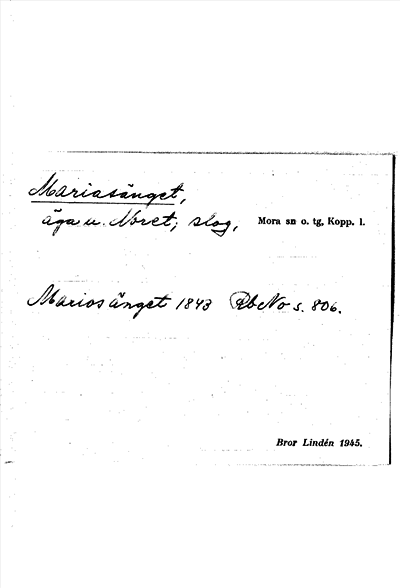 Bild på arkivkortet för arkivposten Mariasänget