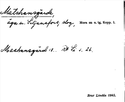 Bild på arkivkortet för arkivposten Matshansgärde