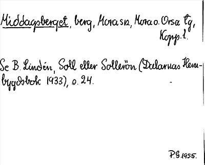 Bild på arkivkortet för arkivposten Middagsberget