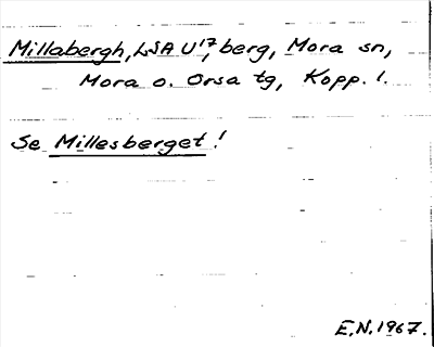 Bild på arkivkortet för arkivposten Millabergh, se Millesberget