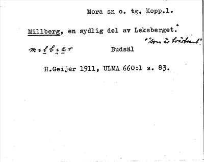 Bild på arkivkortet för arkivposten Millberg