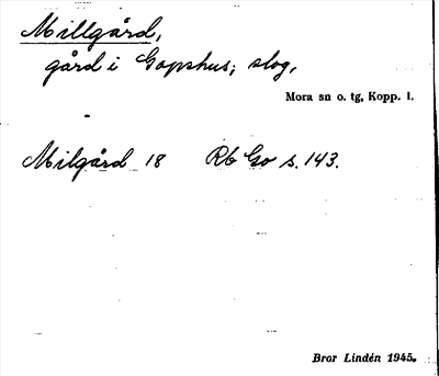 Bild på arkivkortet för arkivposten Millgård