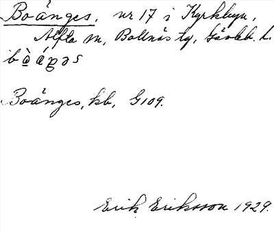 Bild på arkivkortet för arkivposten Boänges