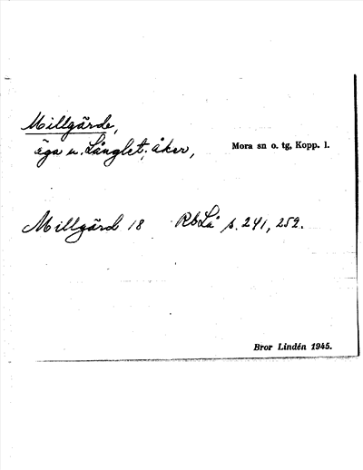 Bild på arkivkortet för arkivposten Millgärde