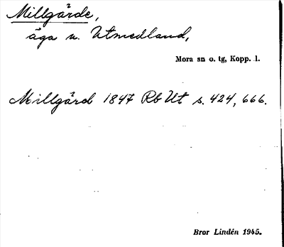 Bild på arkivkortet för arkivposten Millgärde