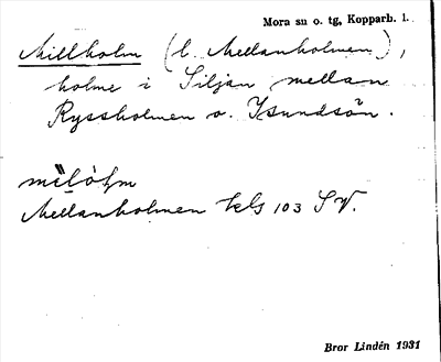 Bild på arkivkortet för arkivposten Millholm