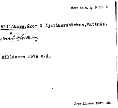 Bild på arkivkortet för arkivposten Millåkern