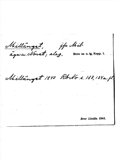 Bild på arkivkortet för arkivposten Millänget
