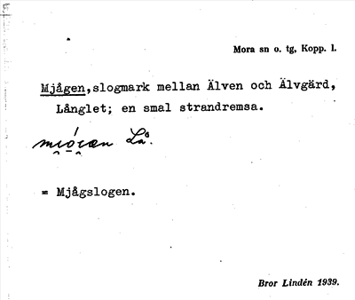 Bild på arkivkortet för arkivposten Mjågen