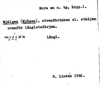 Bild på arkivkortet för arkivposten Mjälgen (Mjågen)