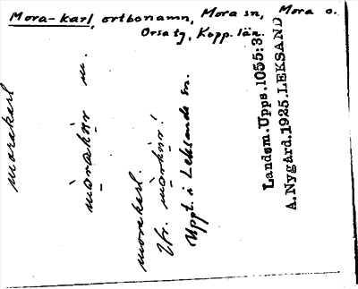 Bild på arkivkortet för arkivposten Mora-karl