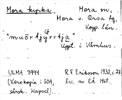 Bild på arkivkortet för arkivposten Mora kyrka