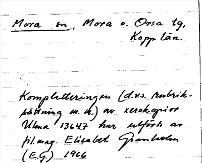 Bild på arkivkortet för arkivposten Mora sn
