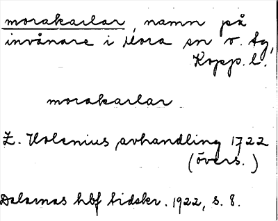 Bild på arkivkortet för arkivposten morakarlar