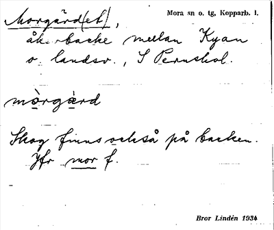 Bild på arkivkortet för arkivposten Morgärd(et)