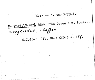 Bild på arkivkortet för arkivposten Morgärdsbäck(en)