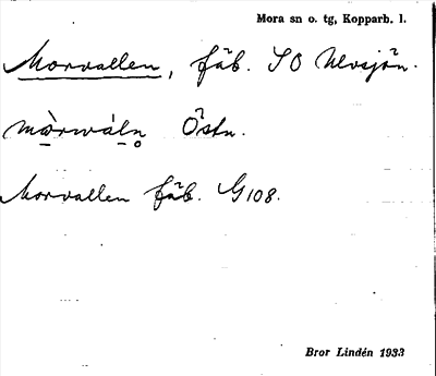 Bild på arkivkortet för arkivposten Morvallen