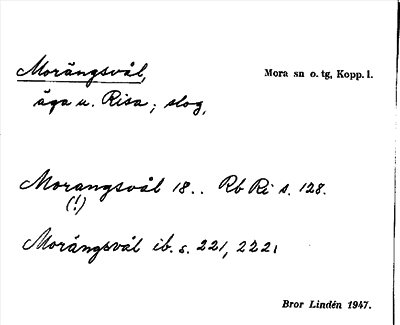 Bild på arkivkortet för arkivposten Morängsvål