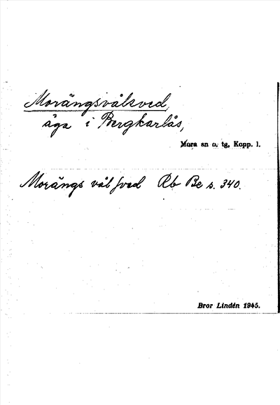 Bild på arkivkortet för arkivposten Morängsvålsved