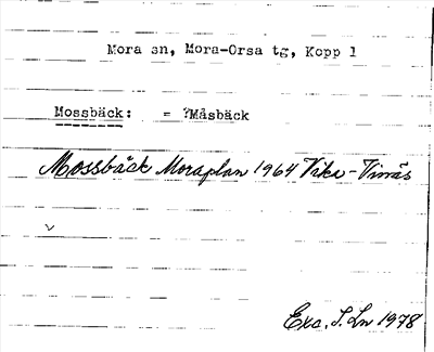 Bild på arkivkortet för arkivposten Mossbäck