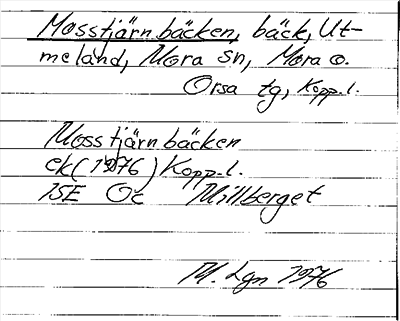 Bild på arkivkortet för arkivposten Mosstjärnbäcken