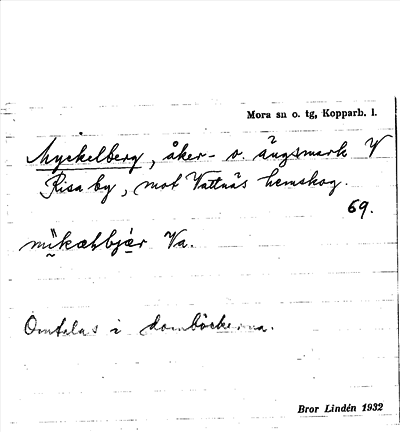 Bild på arkivkortet för arkivposten Myckelberg