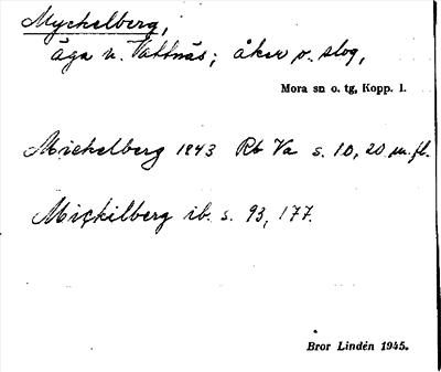 Bild på arkivkortet för arkivposten Myckelberg