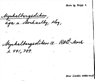 Bild på arkivkortet för arkivposten Myckelbergsdiken