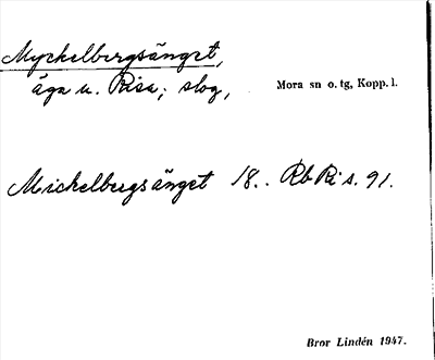 Bild på arkivkortet för arkivposten Myckelbergsänget