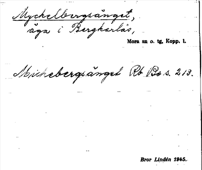 Bild på arkivkortet för arkivposten Myckelbergsänget