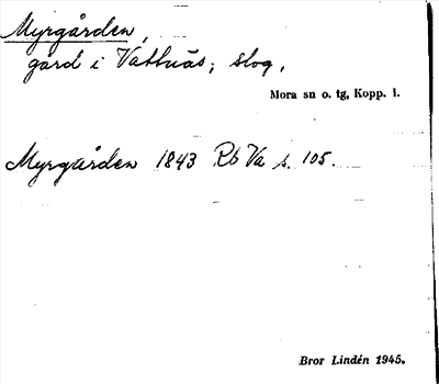 Bild på arkivkortet för arkivposten Myrgården