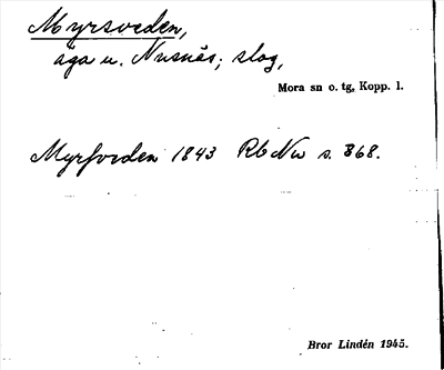 Bild på arkivkortet för arkivposten Myrsveden