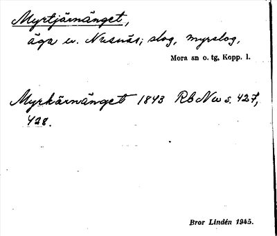 Bild på arkivkortet för arkivposten Myrtjärnänget