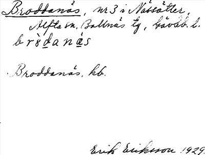 Bild på arkivkortet för arkivposten Broddanäs