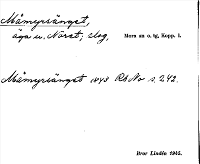 Bild på arkivkortet för arkivposten Måmyrsänget