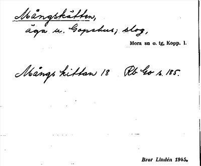 Bild på arkivkortet för arkivposten Mångskätten