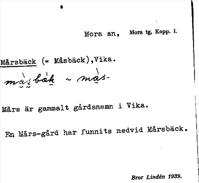 Bild på arkivkortet för arkivposten Mårsbäck
