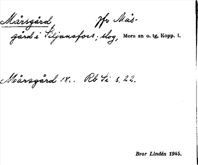 Bild på arkivkortet för arkivposten Mårsgård