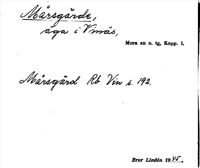 Bild på arkivkortet för arkivposten Mårsgärde