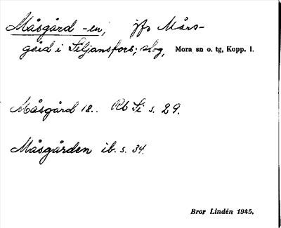 Bild på arkivkortet för arkivposten Måsgård -en