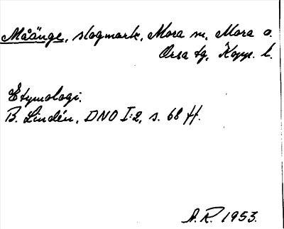 Bild på arkivkortet för arkivposten Måänge